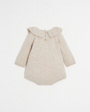Barboteuse en laine Mérinos Coloris beige chiné Natalys