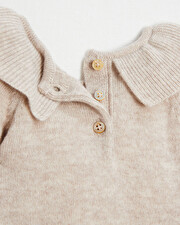 Barboteuse en laine Mérinos Coloris beige chiné Natalys