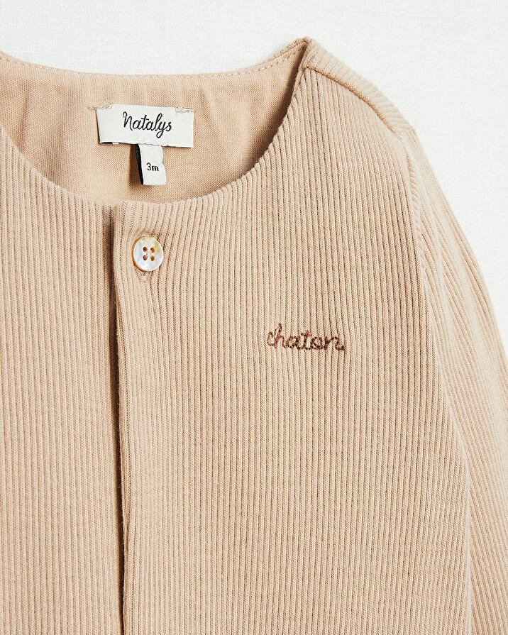 Grenouillère brodée chaton Coloris camel Natalys