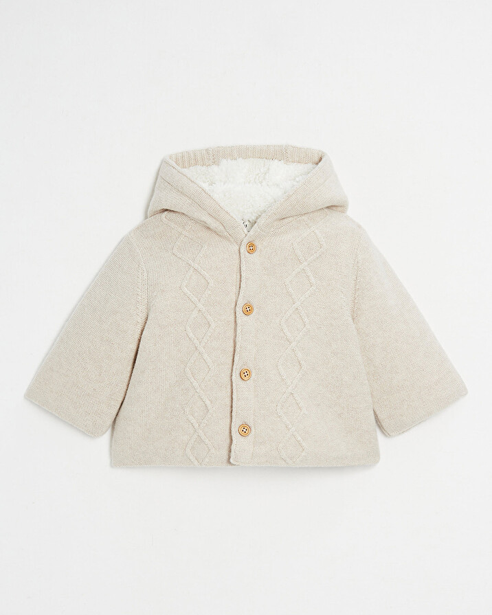 Veste en tricot doubl&eacute;e Coloris beige chin&eacute;  Natalys