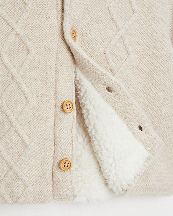 Veste en tricot doubl&eacute;e Coloris beige chin&eacute;  Natalys