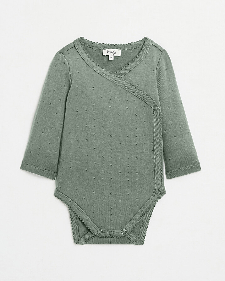 Body crois&eacute; fantaisie manches longues Coloris vert  Natalys