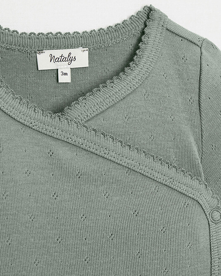 Body crois&eacute; fantaisie manches longues Coloris vert  Natalys
