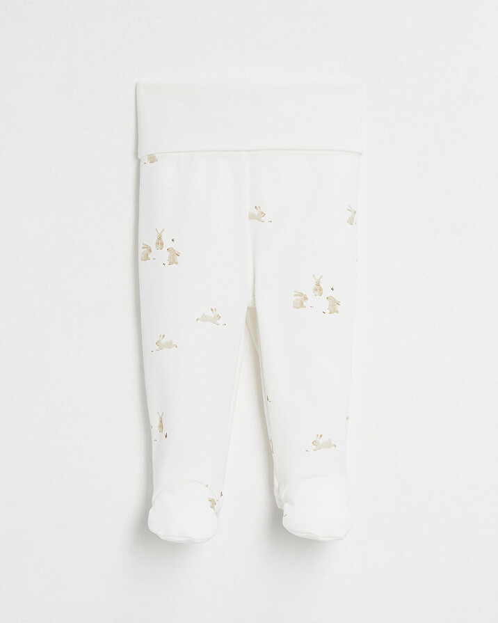 Cale&ccedil;on &agrave; pieds en coton Imprim&eacute; lapins  Natalys