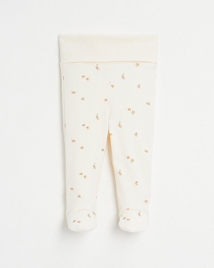 Cale&ccedil;on &agrave; pieds en coton Imprim&eacute; fleurs  Natalys