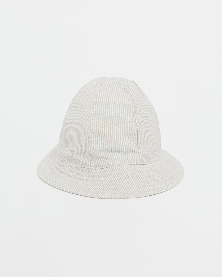 Chapeau en seersucker A rayures coloris beige  Natalys