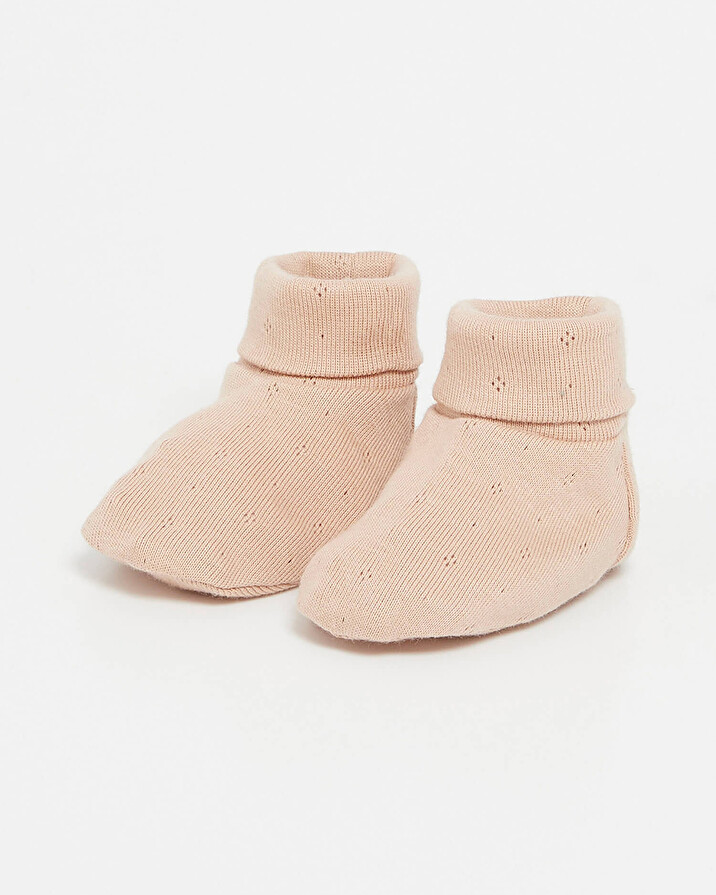 Chaussons ajour&eacute;s en coton Coloris bois de rose  Natalys