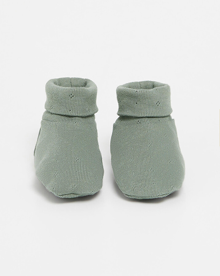 Chaussons ajour&eacute;s en coton Coloris vert  Natalys