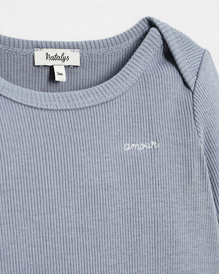 Tee-shirt manche longue Coloris bleu gris  Natalys