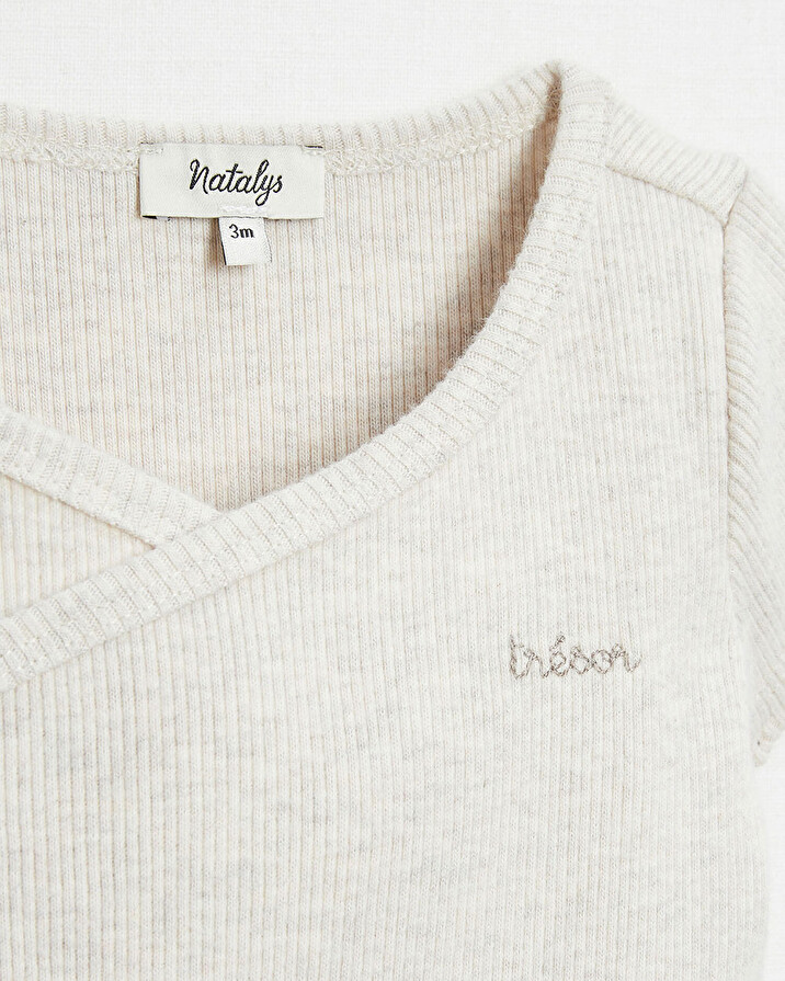 Body croisé brodé Trésor Coloris beige chiné Natalys