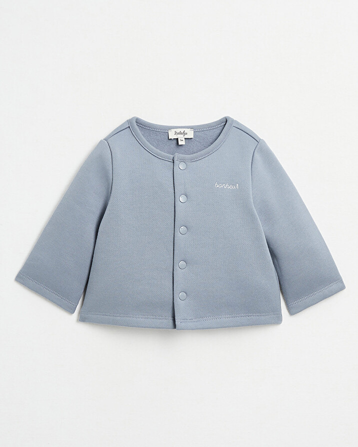 Gilet brod&eacute; en molleton Coloris bleu gris  Natalys