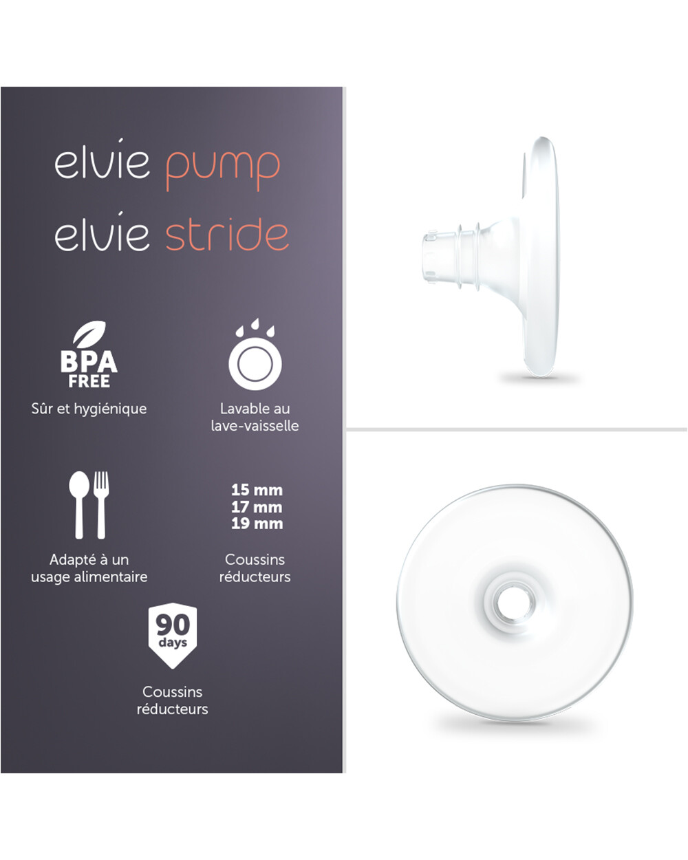 Lot de 2 coussins mammaires Taille 19 mm Elvie