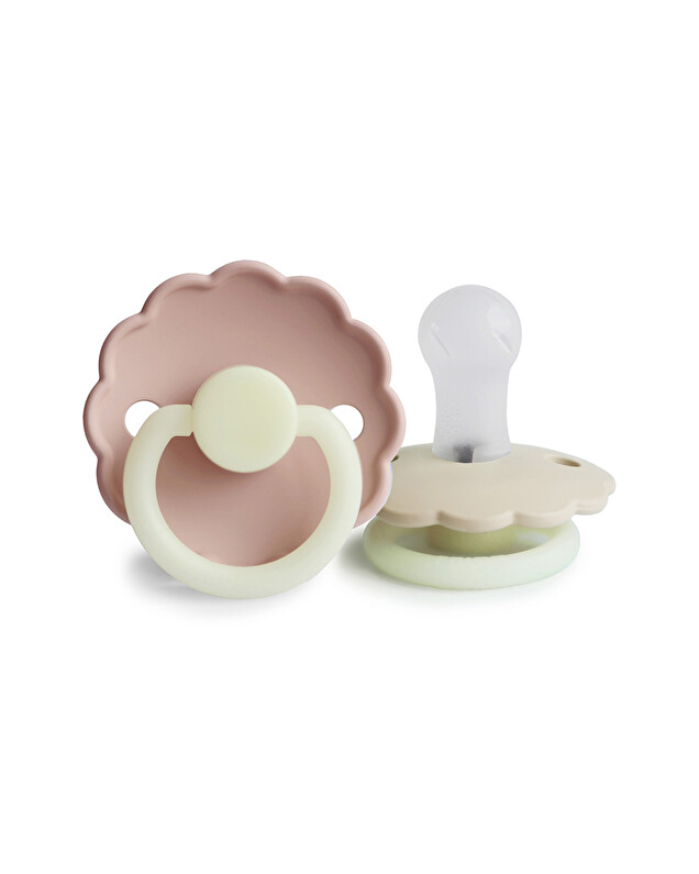 Lot de 2 sucettes Daisy night silicone Coloris cream/blush Frigg