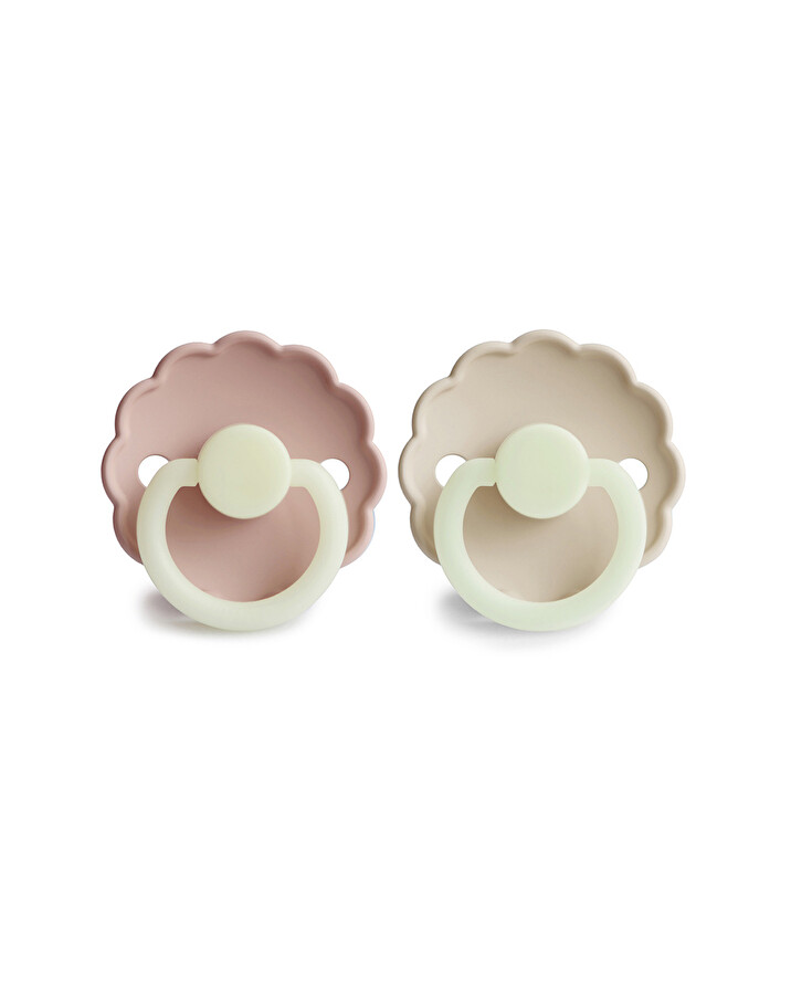 Lot de 2 sucettes Daisy night silicone Coloris cream/blush  Frigg