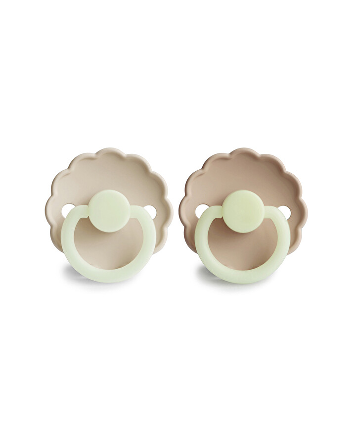 Lot de 2 sucettes Daisy night silicone Coloris croissant/cream  Frigg