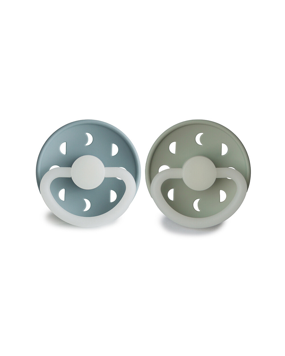 Lot de 2 sucettes Moon night silicone Coloris stone blue/sage Frigg