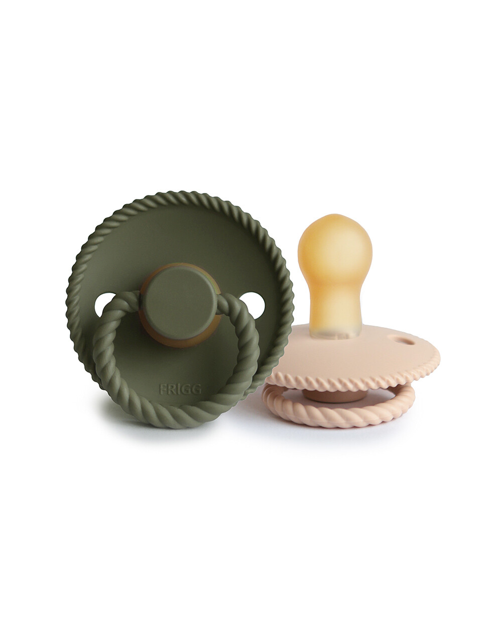 Lot de 2 sucettes Rope latex Coloris croissant/olive Frigg