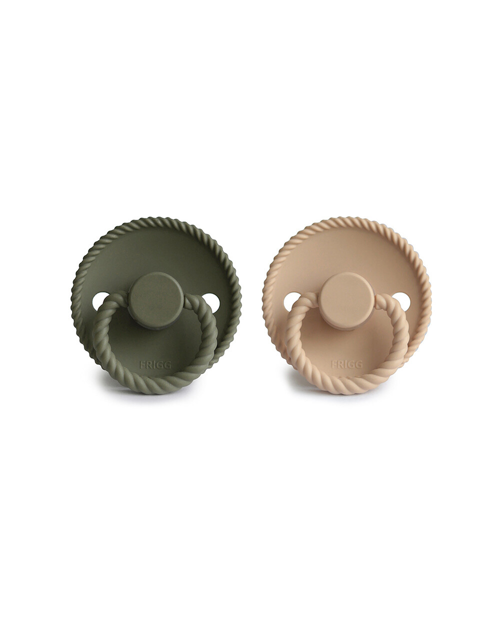 Lot de 2 sucettes Rope silicone Coloris croissant/olive Frigg