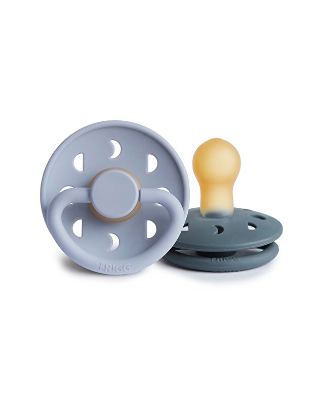 Lot de 2 sucettes Moon latex Coloris powder blue/slate Frigg