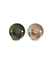 Lot de 2 sucettes Rope latex Coloris croissant/olive Frigg