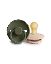 Lot de 2 sucettes Rope latex Coloris croissant/olive Frigg