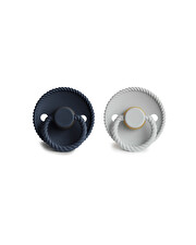 Lot de 2 sucettes Rope latex Coloris silver gray/dark navy Frigg