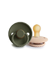 Lot de 2 sucettes Rope latex Coloris croissant/olive Frigg