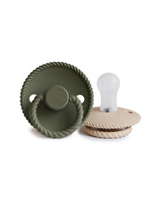 Lot de 2 sucettes Rope silicone Coloris croissant/olive Frigg