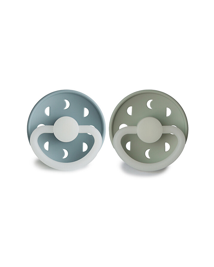 Lot de 2 sucettes Moon night silicone Coloris stone blue/sage Frigg