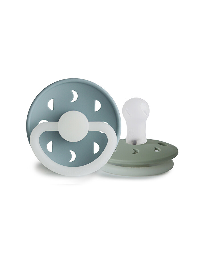 Lot de 2 sucettes Moon night silicone Coloris stone blue/sage Frigg