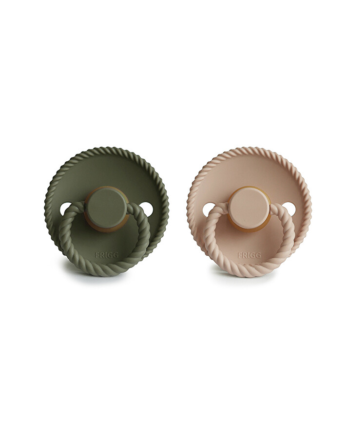 Lot de 2 sucettes Rope latex Coloris croissant/olive Frigg