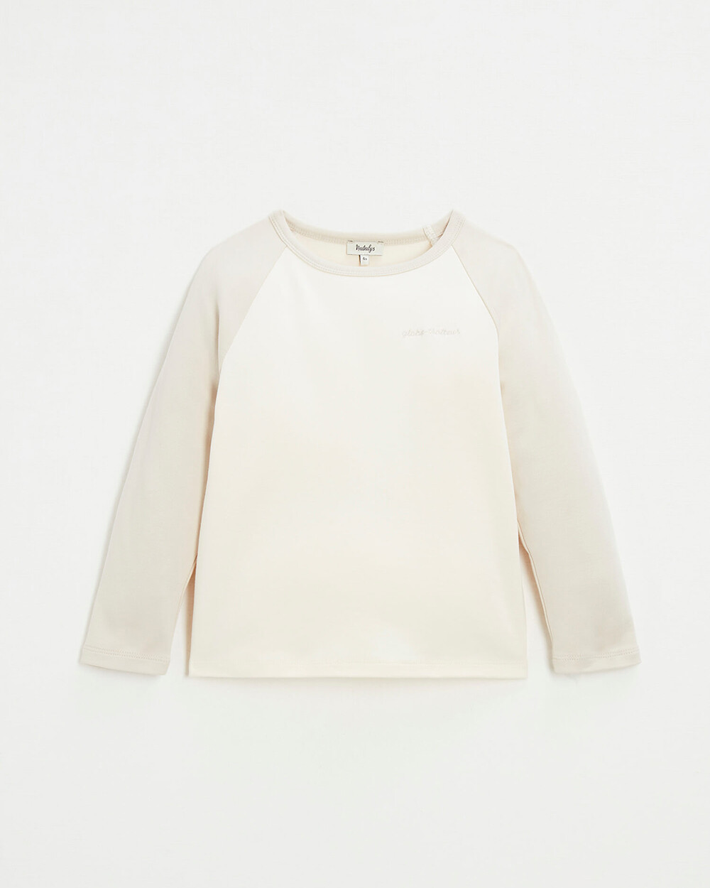 Tee-shirt bicolore brod&eacute; Coloris &eacute;cru  Natalys