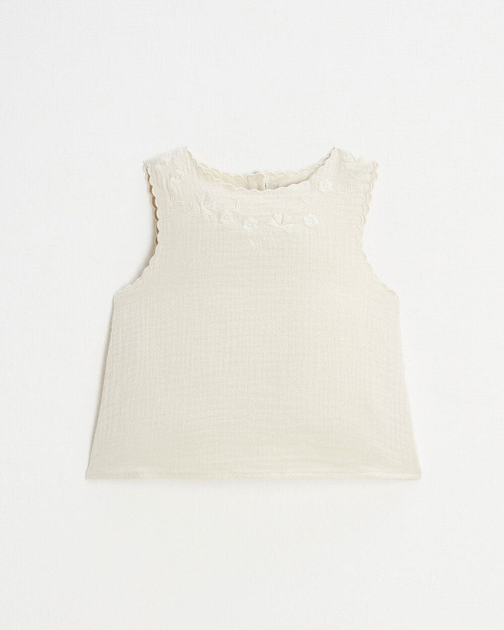 Blouse sans manches brod&eacute;e Coloris naturel  Natalys