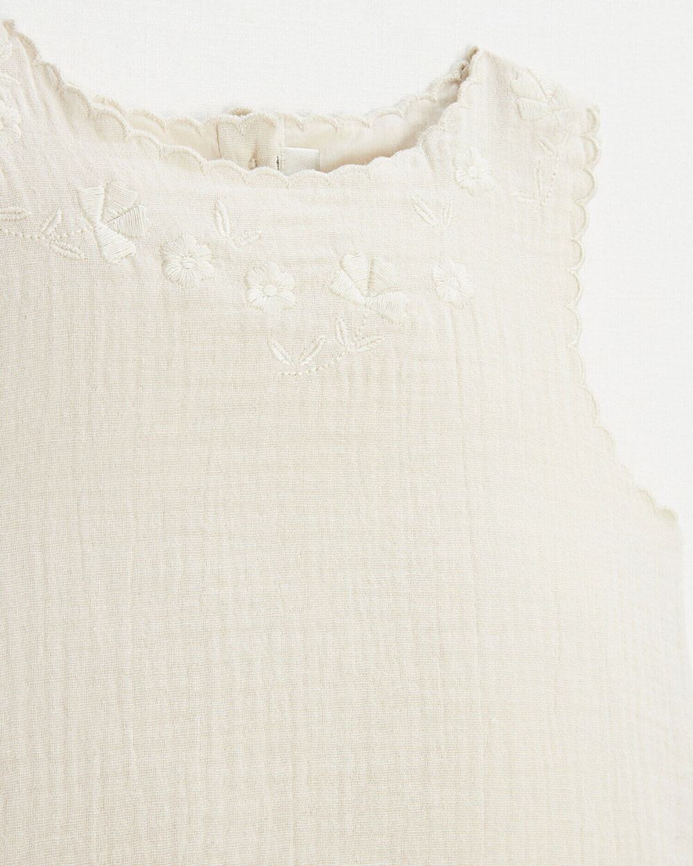 Blouse sans manches brod&eacute;e Coloris naturel  Natalys