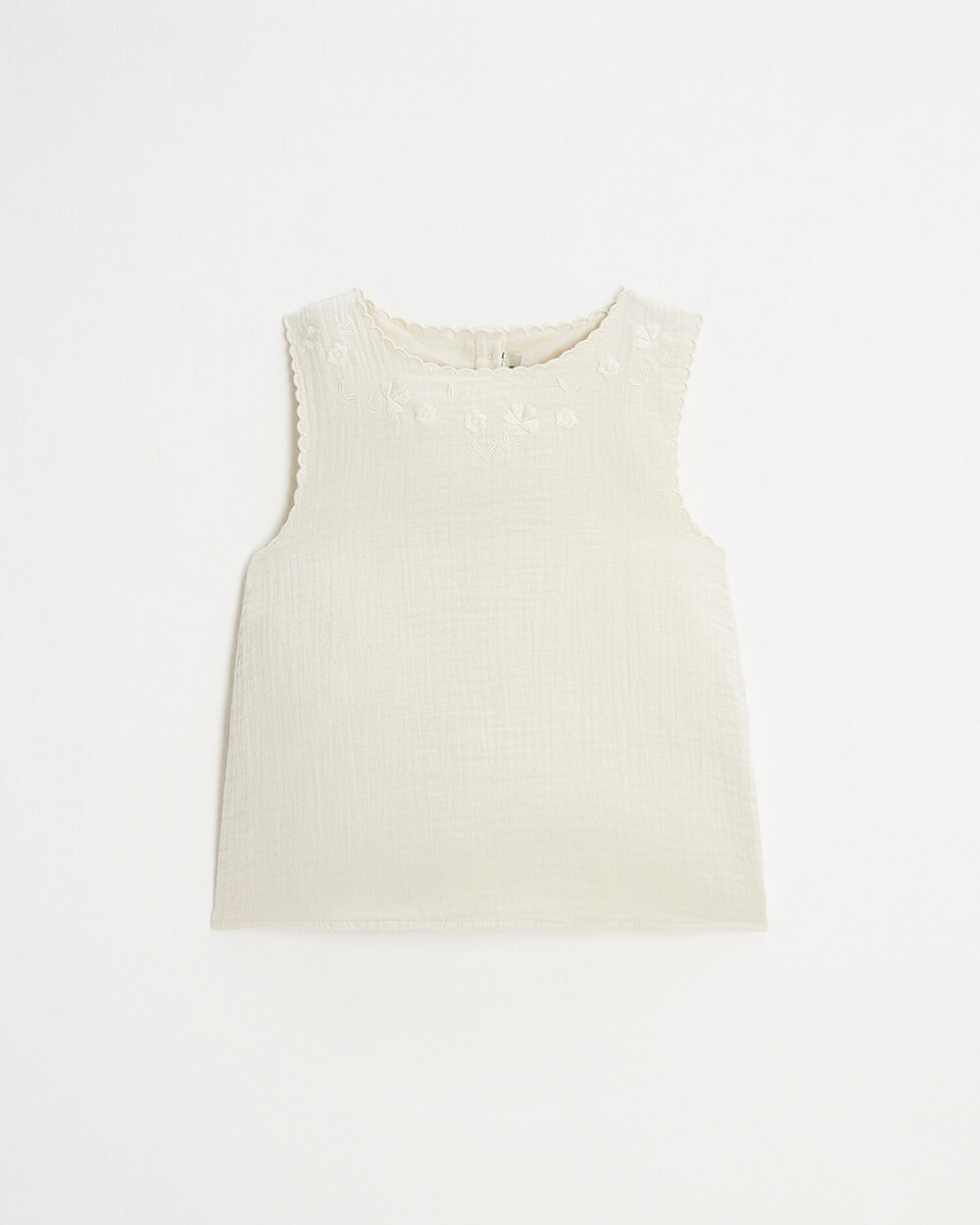 Blouse sans manches brod&eacute;e Coloris naturel  Natalys
