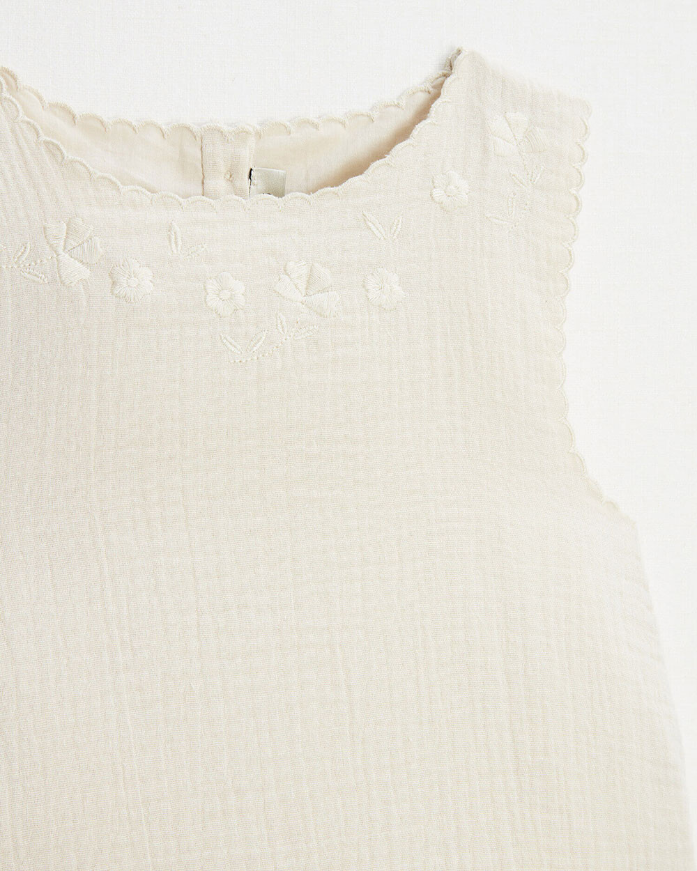 Blouse sans manches brod&eacute;e Coloris naturel  Natalys