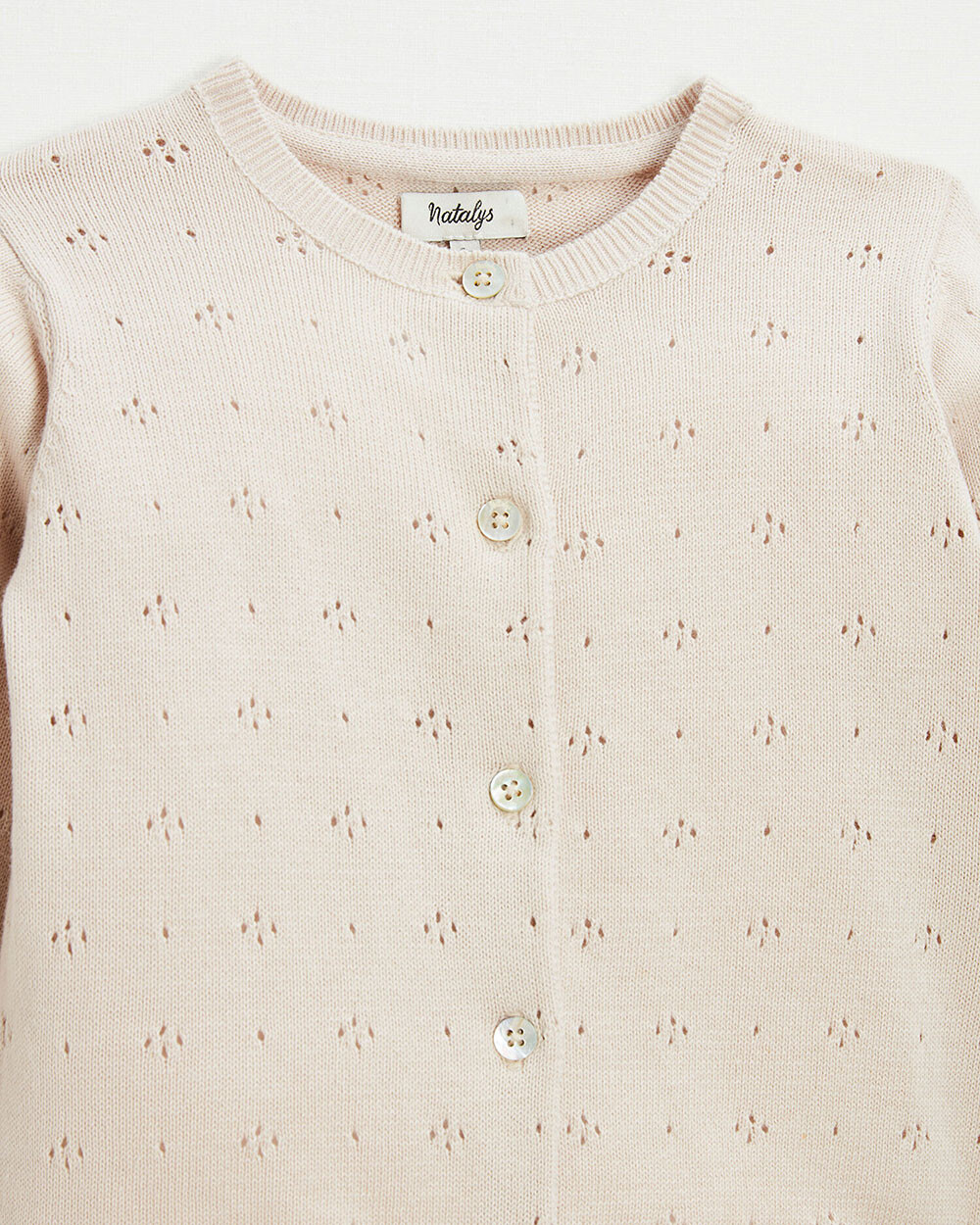 Cardigan en tricot ajour&eacute; Coloris rose  Natalys
