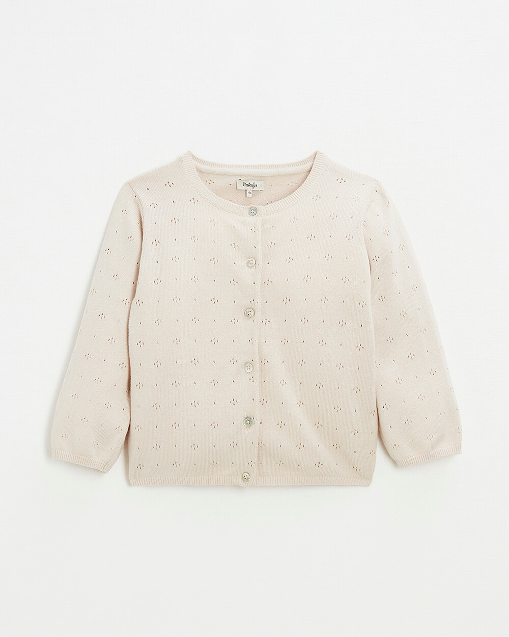 Cardigan en tricot ajour&eacute; Coloris rose  Natalys