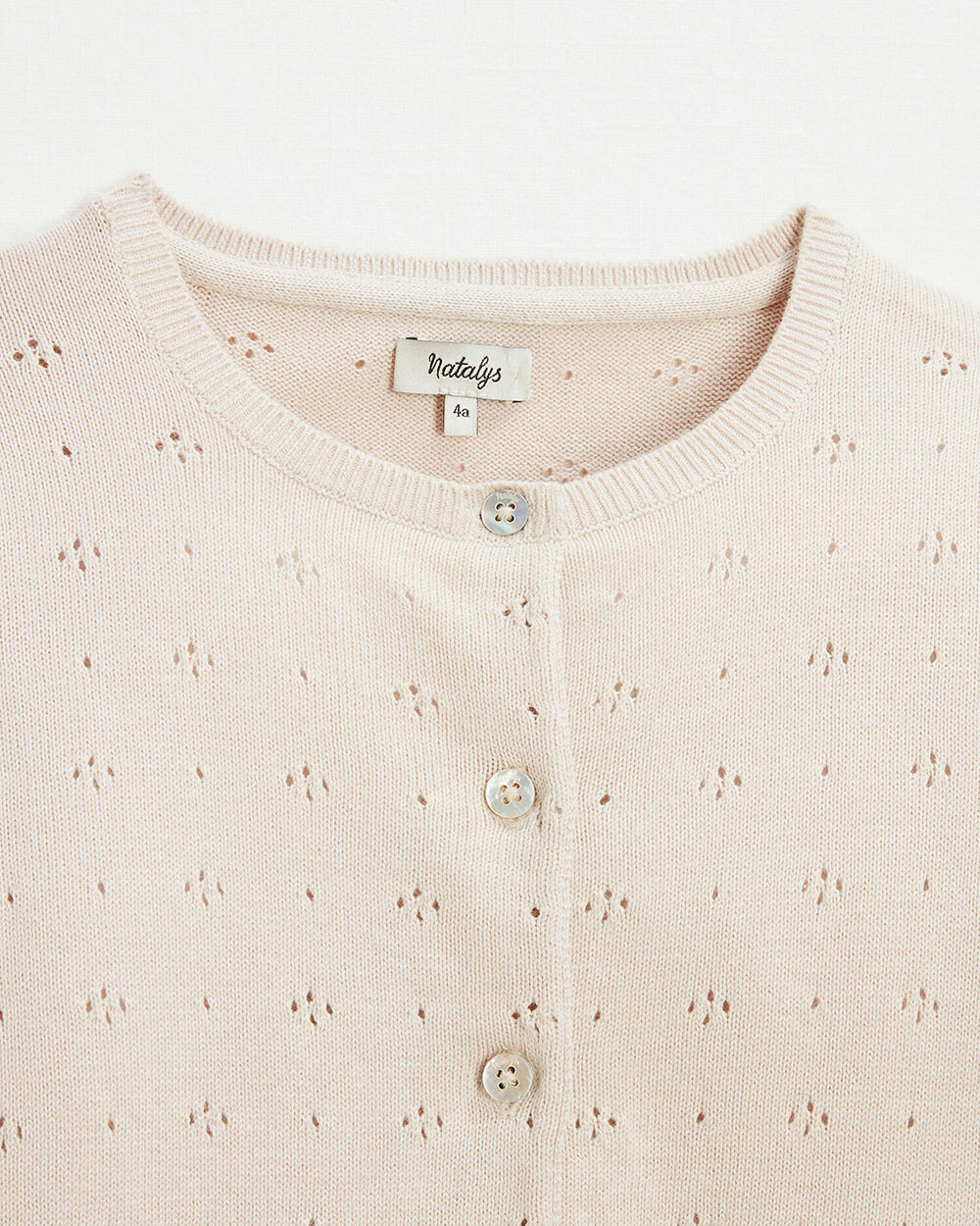 Cardigan en tricot ajour&eacute; Coloris rose  Natalys