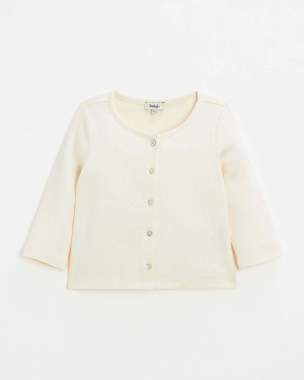 Cardigan en c&ocirc;tes en coton Coloris craie  Natalys