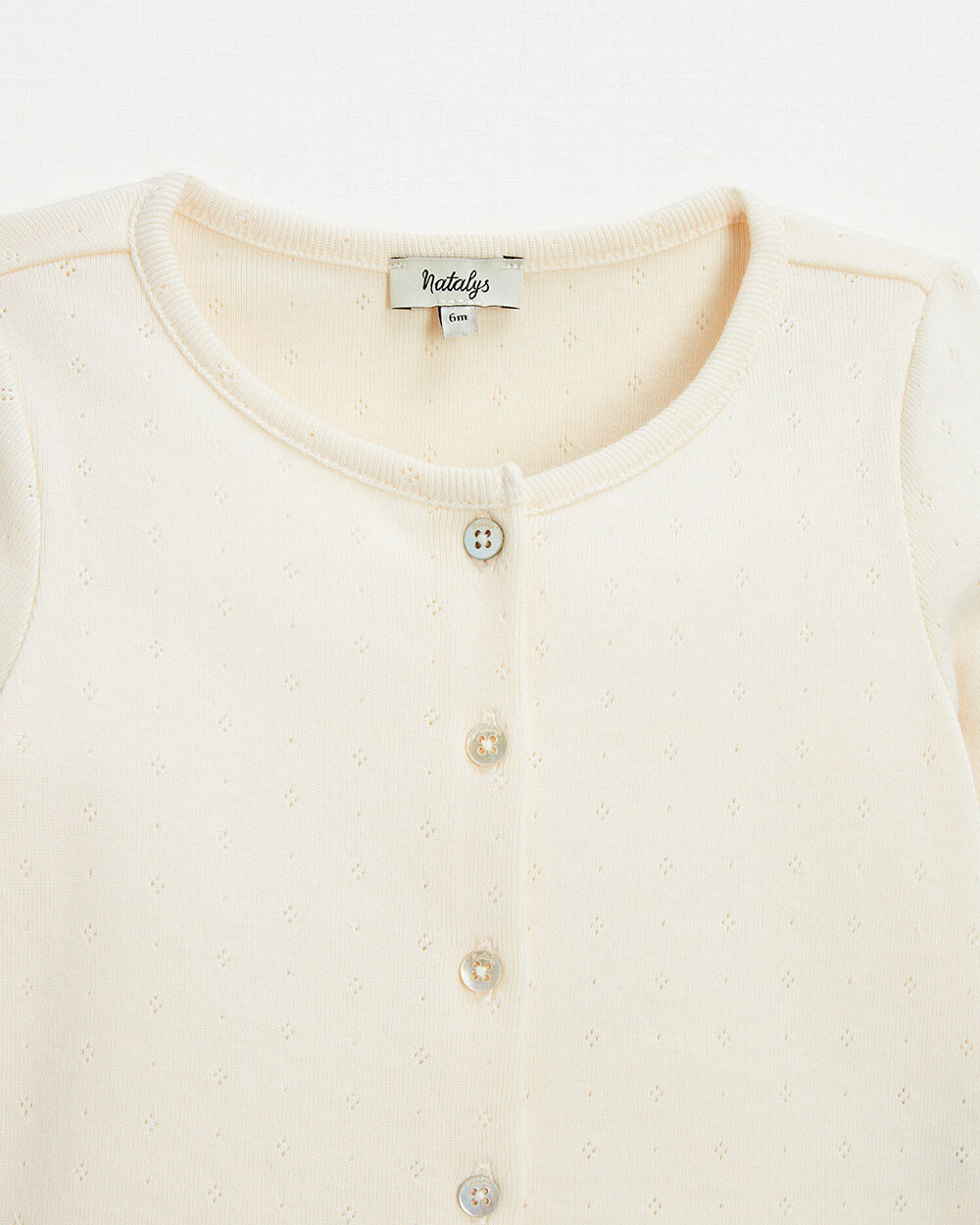 Cardigan en c&ocirc;tes en coton Coloris craie  Natalys
