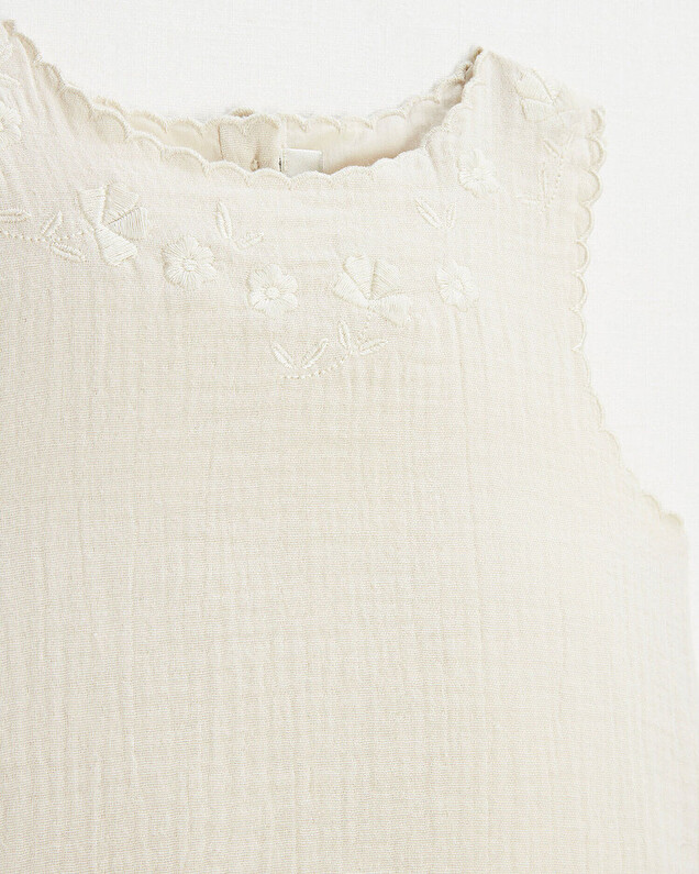 Blouse sans manches brodée Coloris naturel Natalys