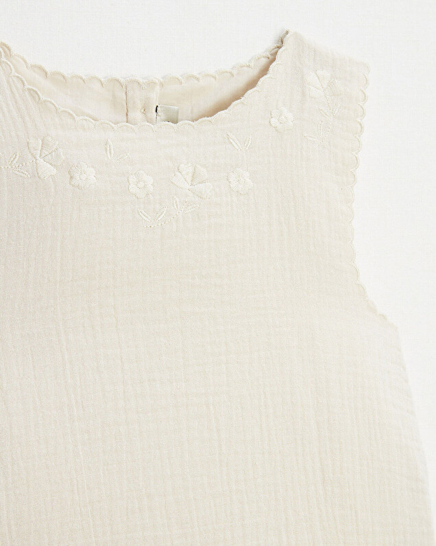 Blouse sans manches brodée Coloris naturel Natalys