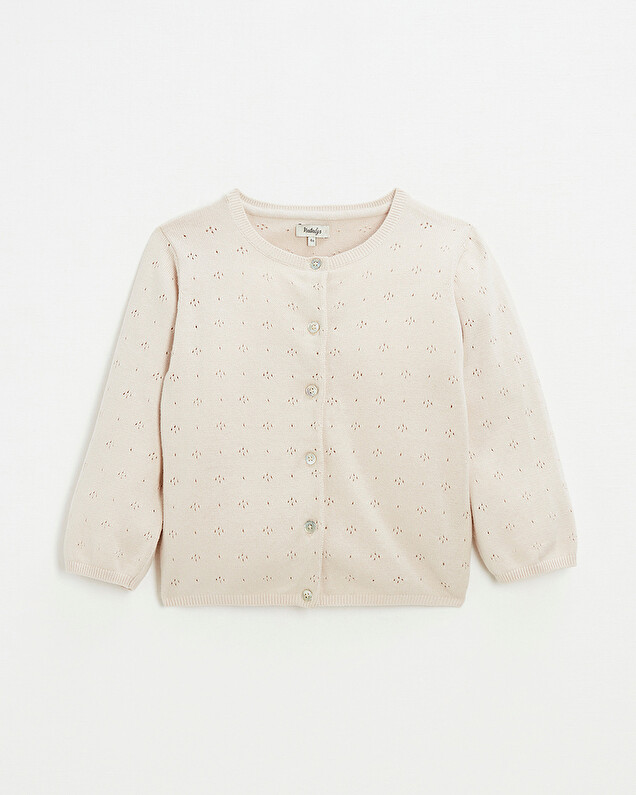 Cardigan en tricot ajouré Coloris rose Natalys