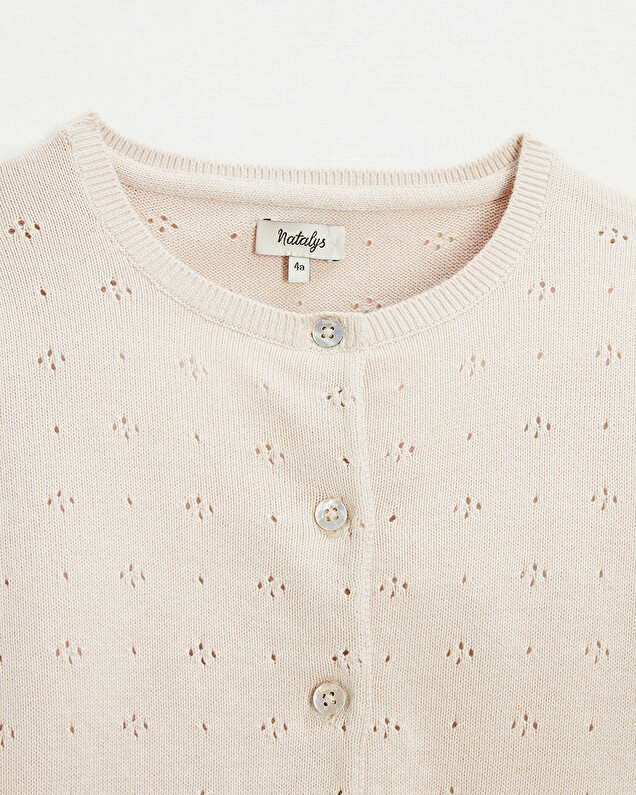 Cardigan en tricot ajouré Coloris rose Natalys
