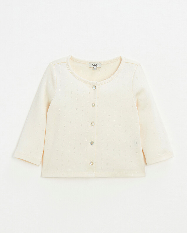 Cardigan en côtes en coton Coloris craie Natalys
