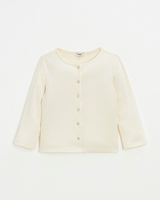 Cardigan en côtes en coton Coloris craie Natalys