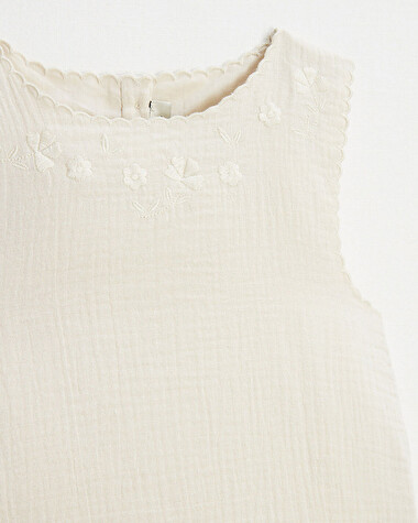 Blouse sans manches brod&eacute;e Coloris naturel  Natalys