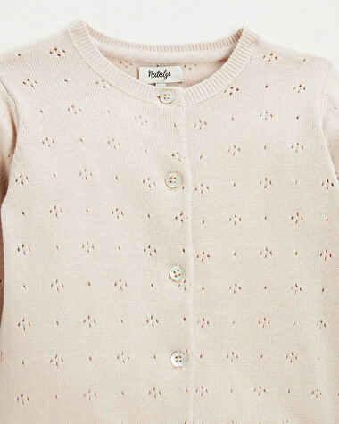 Cardigan en tricot ajour&eacute; Coloris rose  Natalys