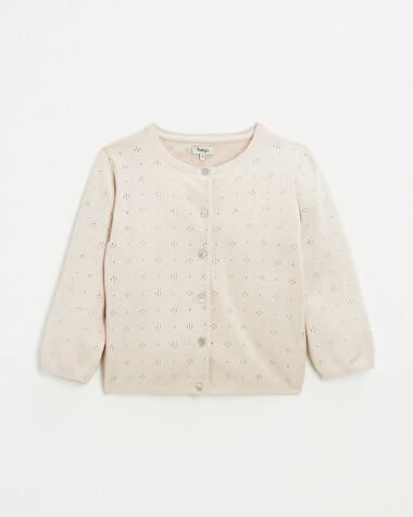 Cardigan en tricot ajour&eacute; Coloris rose  Natalys